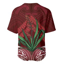 Rongoa Maori New Zealand Harakeke Baseball Jersey NZ Weaving Pattern Red