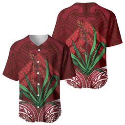 Rongoa Maori New Zealand Harakeke Baseball Jersey NZ Weaving Pattern Red