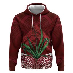 Rongoa Maori New Zealand Harakeke Hoodie NZ Weaving Pattern Red