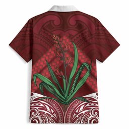 Rongoa Maori New Zealand Harakeke Hawaiian Shirt NZ Weaving Pattern Red