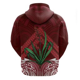 Rongoa Maori New Zealand Harakeke Zip Hoodie NZ Weaving Pattern Red