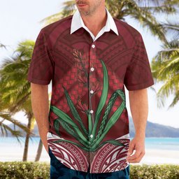 Rongoa Maori New Zealand Harakeke Hawaiian Shirt NZ Weaving Pattern Red