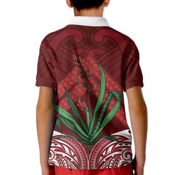 Rongoa Maori New Zealand Harakeke Kid Polo Shirt NZ Weaving Pattern Red