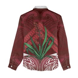Rongoa Maori New Zealand Harakeke Women Casual Shirt NZ Weaving Pattern Red