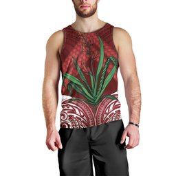 Rongoa Maori New Zealand Harakeke Men Tank Top NZ Weaving Pattern Red