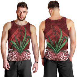 Rongoa Maori New Zealand Harakeke Men Tank Top NZ Weaving Pattern Red