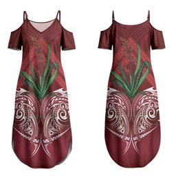Rongoa Maori New Zealand Harakeke Couples Matching Summer Maxi Dress and Long Sleeve Button Shirt NZ Weaving Pattern Red