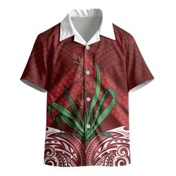Rongoa Maori New Zealand Harakeke Kid Hawaiian Shirt NZ Weaving Pattern Red