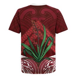 Rongoa Maori New Zealand Harakeke Rugby Jersey NZ Weaving Pattern Red