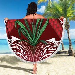 Rongoa Maori New Zealand Harakeke Beach Blanket NZ Weaving Pattern Red