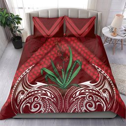 Rongoa Maori New Zealand Harakeke Bedding Set NZ Weaving Pattern Red