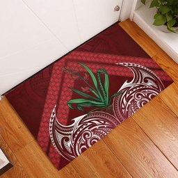 Rongoa Maori New Zealand Harakeke Rubber Doormat NZ Weaving Pattern Red