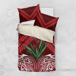 Rongoa Maori New Zealand Harakeke Bedding Set NZ Weaving Pattern Red