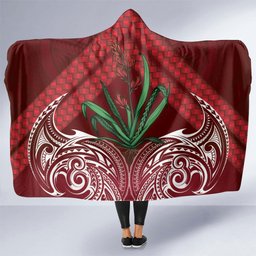 Rongoa Maori New Zealand Harakeke Hooded Blanket NZ Weaving Pattern Red