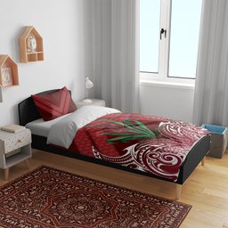Rongoa Maori New Zealand Harakeke Bedding Set NZ Weaving Pattern Red