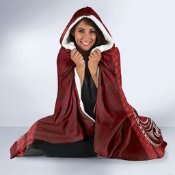 Rongoa Maori New Zealand Harakeke Hooded Blanket NZ Weaving Pattern Red