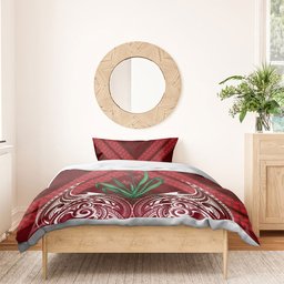 Rongoa Maori New Zealand Harakeke Bedding Set NZ Weaving Pattern Red