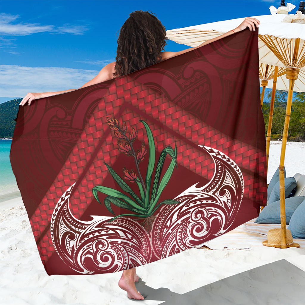 Rongoa Maori New Zealand Harakeke Sarong NZ Weaving Pattern Red