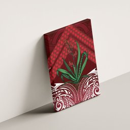 Rongoa Maori New Zealand Harakeke Canvas Wall Art NZ Weaving Pattern Red