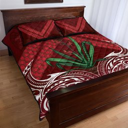 Rongoa Maori New Zealand Harakeke Quilt Bed Set NZ Weaving Pattern Red