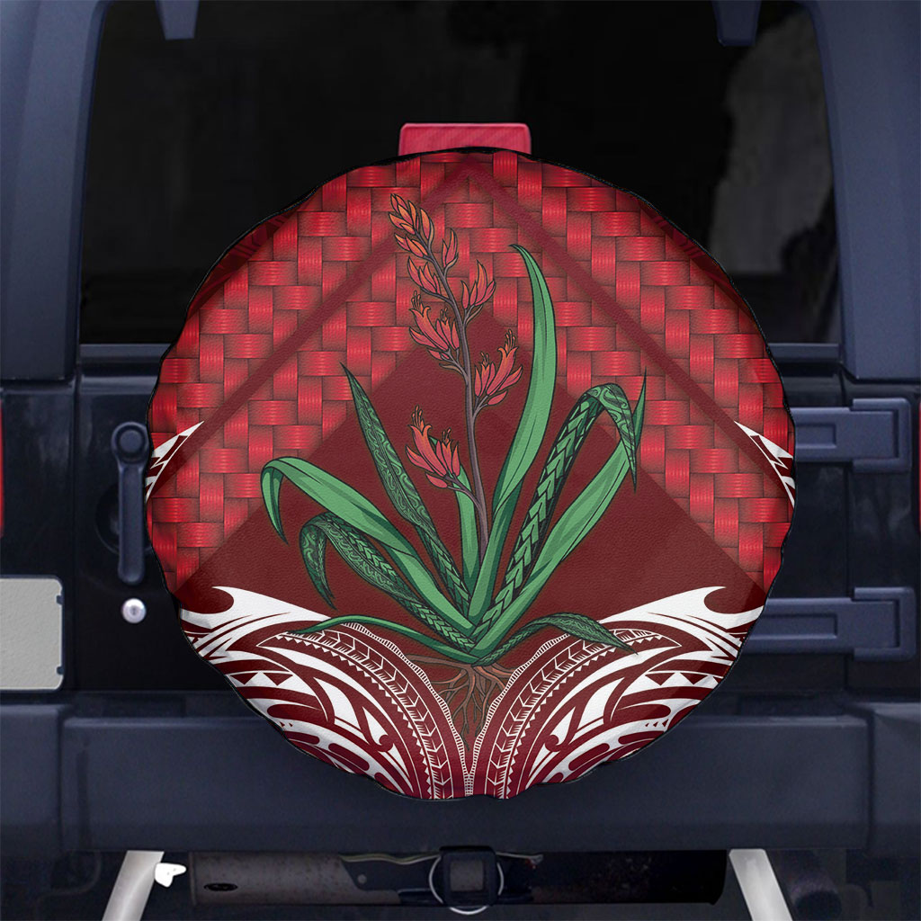 Rongoa Maori New Zealand Harakeke Spare Tire Cover NZ Weaving Pattern Red