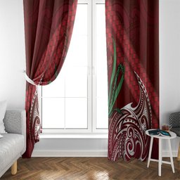 Rongoa Maori New Zealand Harakeke Window Curtain NZ Weaving Pattern Red