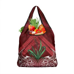 Rongoa Maori New Zealand Harakeke Grocery Bag NZ Weaving Pattern Red