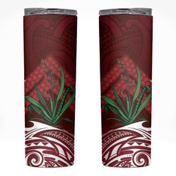 Rongoa Maori New Zealand Harakeke Skinny Tumbler NZ Weaving Pattern Red