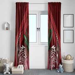 Rongoa Maori New Zealand Harakeke Window Curtain NZ Weaving Pattern Red