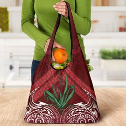 Rongoa Maori New Zealand Harakeke Grocery Bag NZ Weaving Pattern Red