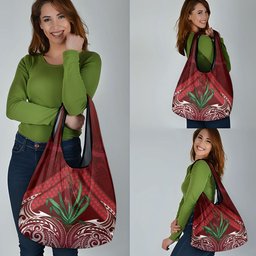 Rongoa Maori New Zealand Harakeke Grocery Bag NZ Weaving Pattern Red