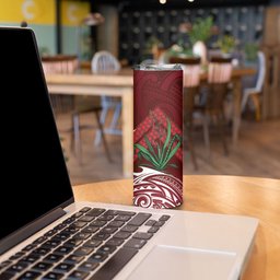 Rongoa Maori New Zealand Harakeke Skinny Tumbler NZ Weaving Pattern Red