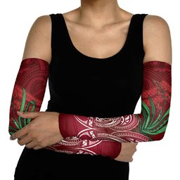 Rongoa Maori New Zealand Harakeke Arm Sleeves NZ Weaving Pattern Red