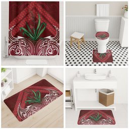 Rongoa Maori New Zealand Harakeke Bathroom Set NZ Weaving Pattern Red