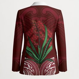 Rongoa Maori New Zealand Harakeke Blazer NZ Weaving Pattern Red