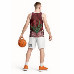 Rongoa Maori New Zealand Harakeke Basketball Jersey NZ Weaving Pattern Red