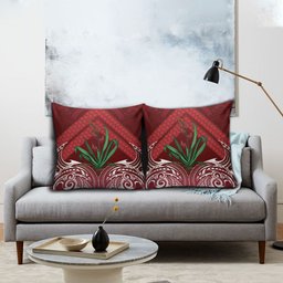 Rongoa Maori New Zealand Harakeke Pillow Cover NZ Weaving Pattern Red