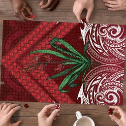 Rongoa Maori New Zealand Harakeke Puzzle NZ Weaving Pattern Red