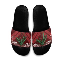 Rongoa Maori New Zealand Harakeke Slide Sandals NZ Weaving Pattern Red