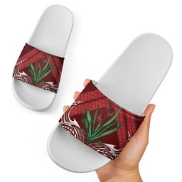 Rongoa Maori New Zealand Harakeke Slide Sandals NZ Weaving Pattern Red