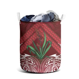 Rongoa Maori New Zealand Harakeke Laundry Basket NZ Weaving Pattern Red