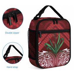 Rongoa Maori New Zealand Harakeke Lunch Bag NZ Weaving Pattern Red
