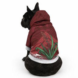 Rongoa Maori New Zealand Harakeke Pet Hoodie NZ Weaving Pattern Red