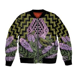 Rongoa Maori New Zealand Koromiko Bomber Jacket NZ Hebe Korimako Bellbird Poutama