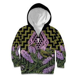 Rongoa Maori New Zealand Koromiko Kid Hoodie NZ Hebe Korimako Bellbird Poutama