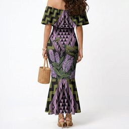 Rongoa Maori New Zealand Koromiko Mermaid Dress NZ Hebe Korimako Bellbird Poutama