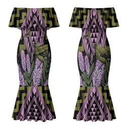 Rongoa Maori New Zealand Koromiko Couples Matching Mermaid Dress and Hawaiian Shirt NZ Hebe Korimako Bellbird Poutama