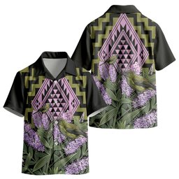 Rongoa Maori New Zealand Koromiko Kid Hawaiian Shirt NZ Hebe Korimako Bellbird Poutama