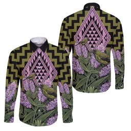 Rongoa Maori New Zealand Koromiko Family Matching Off Shoulder Short Dress and Hawaiian Shirt NZ Hebe Korimako Bellbird Poutama