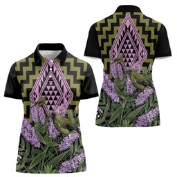 Rongoa Maori New Zealand Koromiko Women Polo Shirt NZ Hebe Korimako Bellbird Poutama
